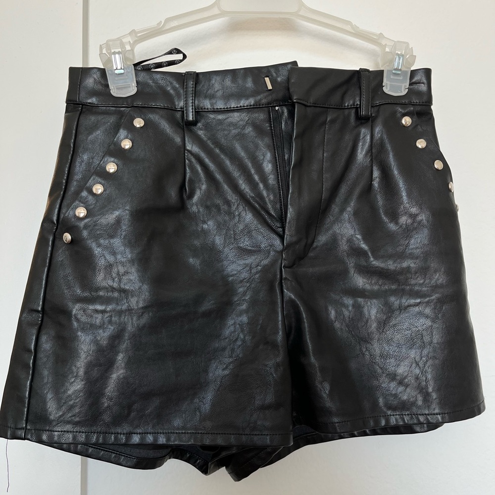 Black leather shorts